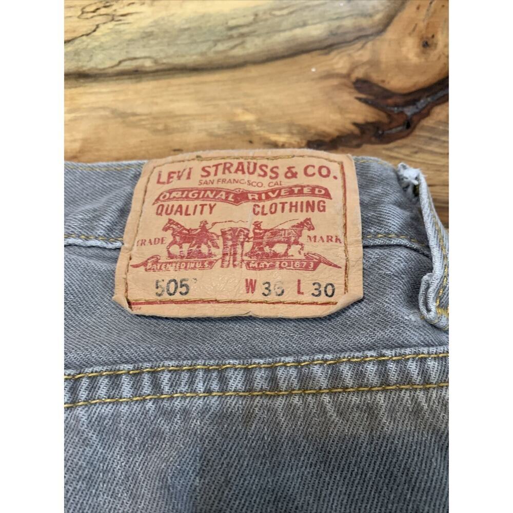 Men's Tan Levi 505 Jeans - Size 36 x 30 distressed vintage brown